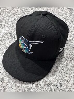 Tampa Bay Rays Upside Down Logo Snapback Hat MLB Rare New Era Adjustable Black